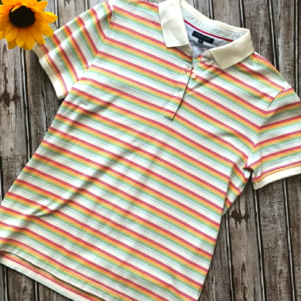 NWT Tommy Hilfiger stripe multi color polo shirt